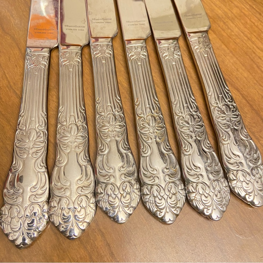 Reed & Barton Haversham 6 Piece Elegant Silver Floral Pattern Knives Set. - Picture 3 of 5